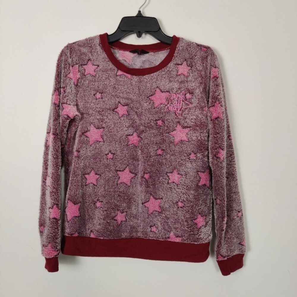 No Boundaries Women's Sherpa Pajama Top Size Medium Loungewear Cozy Comfy